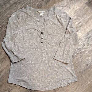 Christopher & Banks Heather Gray Long Sleeve Top